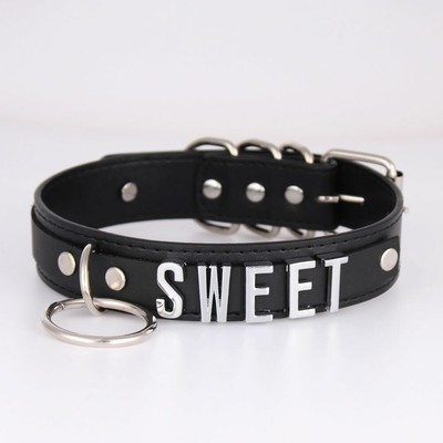 DIY BDSM Gift LUST Choker Sissy Circle Pendant Necklace Custom Pu Leather Collar-image