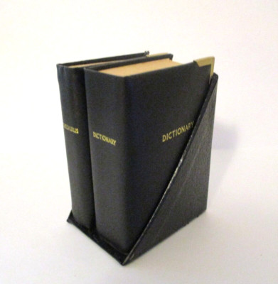 Small Collins Gem English Dictionary & Thesaurus Leather Bound  Set England 1987-image