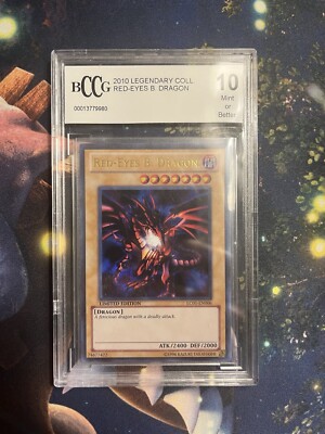 2010 Yugioh Red Eyes Black Dragon LC01-EN006 Limited Edition BCCG 10 Mint Better-image