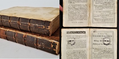 1724 antique IMPARTIAL EXAMINATION of BISHOP BURNET'S HISTORY 2 vol set-image