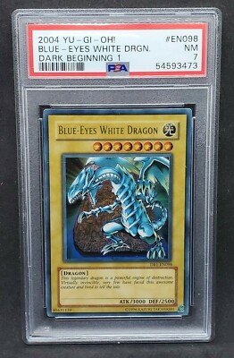 Yugioh PSA 7 NM Blue-Eyes White Dragon DB1-EN098 Ultra Rare Dark Beginning 1-image