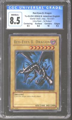 Yu-Gi-Oh Starter Deck Joey 1st Edition Red-Eyes Black Dragon SDJ-001 CGC 8.5-image