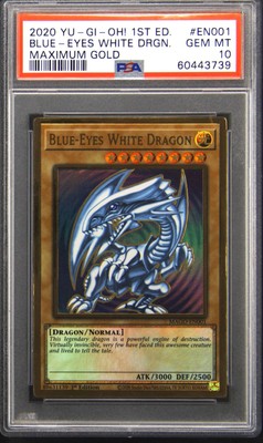 2020 YU-GI-OH! MAXIMUM GOLD 1ST ED  #EN001 BLUE-EYES WHITE DRAGON PSA 10-image
