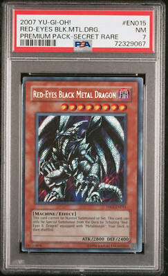 YUGIOH PP01-EN015 RED-EYES BLACK METAL DRAGON SECRET MISPRINT PSA 7 NM #72329067-image
