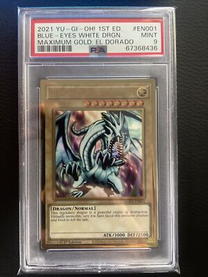 2021 Yu-Gi-Oh! Blue-Eyes White Dragon Maximum Gold El Dorado MGED-EN001 PSA 9-image
