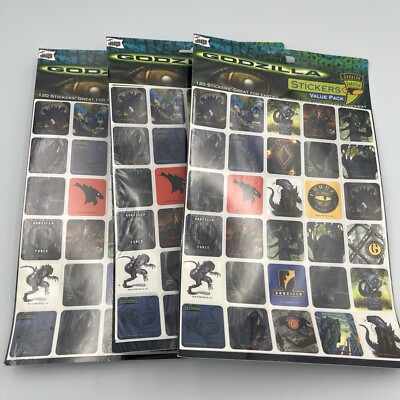 Vintage 1998 Godzilla Movie Mello Smello NOS Sticker Packs Lot Of 3 RARE Toho Co-image