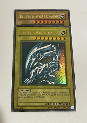 Yu-Gi-Oh! 2002 Blue-Eyes White Dragon SDK-001 Heavy Faded Ink Error Misprint-image