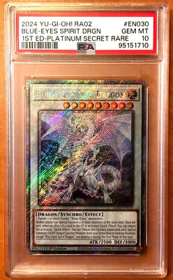 PSA 10 Yugioh Blue-Eyes Spirit Dragon 1st Ed. Platinum Secret Rare - Gem Mint-image