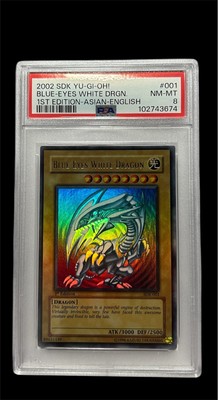 Yu-Gi-Oh BLUE-EYES WHITE DRAGON 1ST SDK-001 ASIAN ENGLISH PSA 8   F/S-image