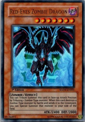 Red-Eyes Zombie Dragon SDZW-EN001 1st Edition  Holo Yugioh LP-image