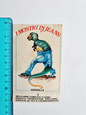 VINTAGE 80s ORIGINAL GODZILLA MONSTERS JEANS STICKER STICKER STICKER-image