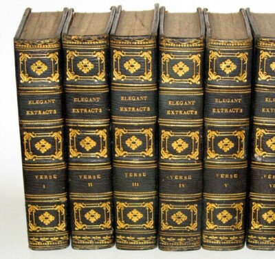 LEATHER Set; ELEGANT EXTRACTS! Poetry COMPLETE 1803! Original Bindings Gorgeous-image