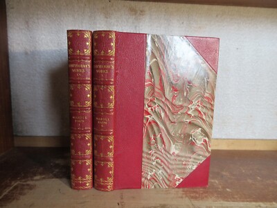 Old THE MARBLE FAUN Leather Book Set NATHANIEL HAWTHORNE ANTIQUE VICTORIAN LOT +-image