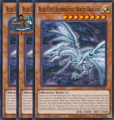 Yugioh! 3x Blue-Eyes Alternative White Dragon SDWD-EN005 Common NM-image