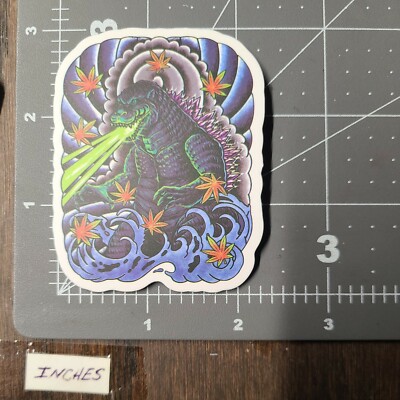 Godzilla Gamma Rays Adult Humor Skateboard Guitar Phone Sticker / Decal MatB-image