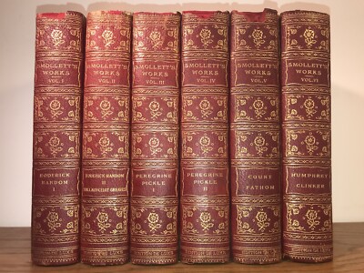 LEATHER Set; TOBIAS SMOLLETT’s Works! COMPLETE Limited Antiquarian-image
