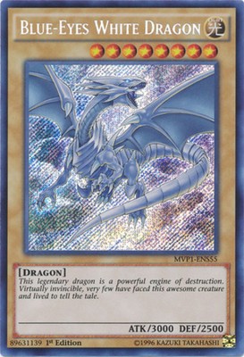Yugioh! Blue-Eyes White Dragon - MVP1-ENS55 - Secret Rare - 1st Edition Near Min-image