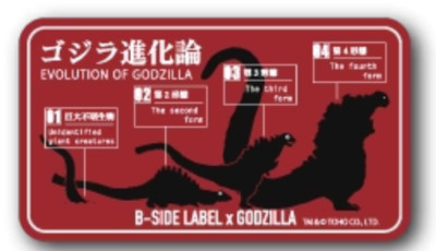 B - SIDE LABEL Sticker / Godzilla ( EVOLUTION OF GODZILLA ) Japan NEW-image