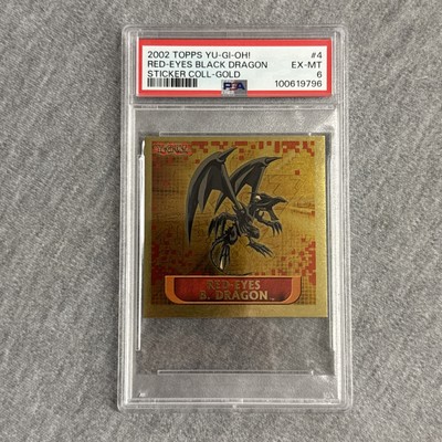 2002 Topps Yu-Gi-Oh! Sticker Collection #4 Red-Eyes Black Dragon Gold PSA 6-image