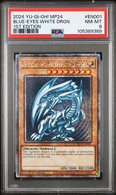 2024 YU-GI-OH! MP24-25TH ANV TIN: DUELING MIRRORS BLUE-EYES WHITE DRAGON PSA 8-image
