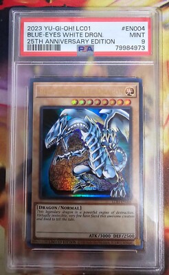 PSA 9 Blue-Eyes White Dragon Yu-Gi-Oh! 25th Anniversary LC01 Ultra Rare Mint-image