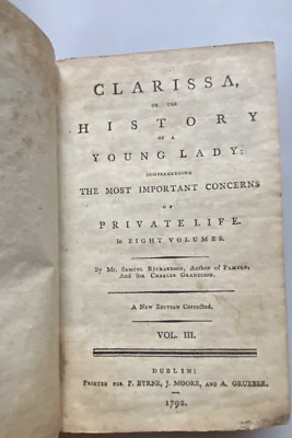 1792 Eight Volume Set Clarissa History Young Lady Samuel Richardson Dublin NOVEL-image