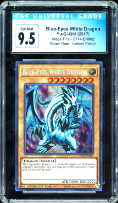 Yugioh PSA 9.5 Blue-Eyes White Dragon Secret RARE 1st Edition CT14-EN002 Graded-image