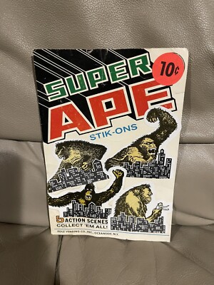 KING KONG SUPER APE STIK-ON STICKERS  FOLZ VENDING BACKER CARD GUMBALL - VINTAGE-image