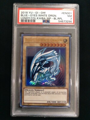 2018 Yu-Gi-Oh! BLUE EYES WHITE DRGN. #EN001 NM LGDY.COL.KAIBA MP Graded PSA 7 -image