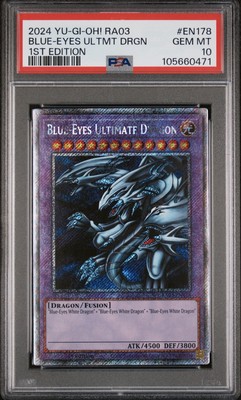 Blue-Eyes Ultimate Dragon 1st Edition Platinum Secret Rare RA03-EN178 PSA 10-image
