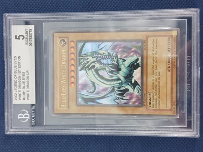 YuGiOh Blue-Eyes White Dragon #LOB-001 2002 1st Edition Ultra Rare BGS 5-image
