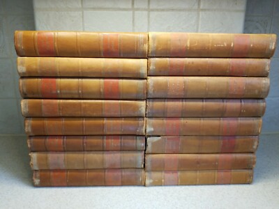 Antique 16 Volume Set  JACK LONDON Leather Bound marbled boards Danish Version-image