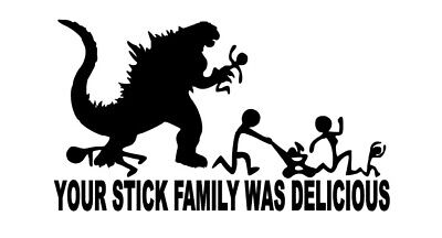 Godzilla Stick Family Funny DieCut Vinyl Window Decal Sticker Car Truck SUV JDM-image