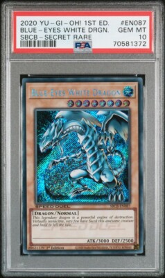 YuGiOh Blue-Eyes White Dragon SBCB-EN087 Secret Rare 1st Edition PSA 10-image