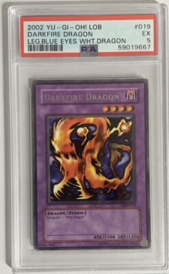 Yu-Gi-Oh! TCG Darkfire Dragon Legend of Blue Eyes White Dragon #LOB-019 PSA 5 EX-image