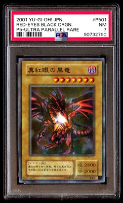 PSA 7 NM Red-Eyes Black Dragon P5-01 Ultra Parallel Rare 2001 Japanese Card-image