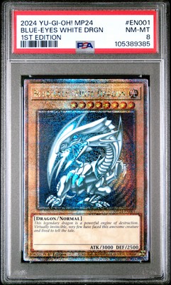 2024 YU-GI-OH! MP24-25TH ANV TIN: DUELING MIRRORS BLUE-EYES WHITE DRAGON PSA 8-image