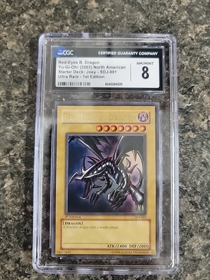 2003 SDJ 001 Red-Eyes B. Dragon Ultra Rare Yu-Gi-Oh! Card CGC 8-image