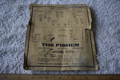 Fisher Premiere Model 220 Stereo HiFi Owner / User REAR PAPER DIAGRAM *Original*-image
