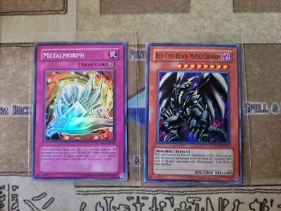 YUGIOH RED-EYES BLACK METAL DRAGON + METALMORPH PP01 SUPER UNLIMITED ED NM-image