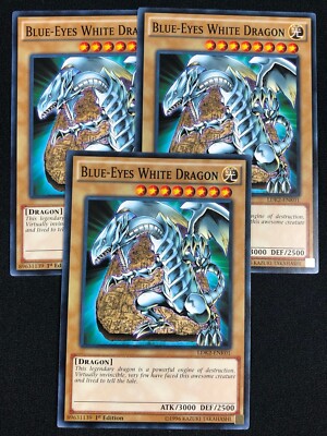 YUGIOH BLUE EYES WHITE DRAGON LDK2-ENK01 1ST COMMON X3 (NM)-image
