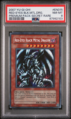 2007 YUGIOH PP01-EN015 RED-EYES BLACK METAL DRAGON SECRET PSA 8 NM #87992103-image