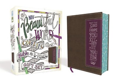 NIV, Beautiful Word Coloring Bible and 8-Pencil Gift Set, Leathe (Leather Bound)-image