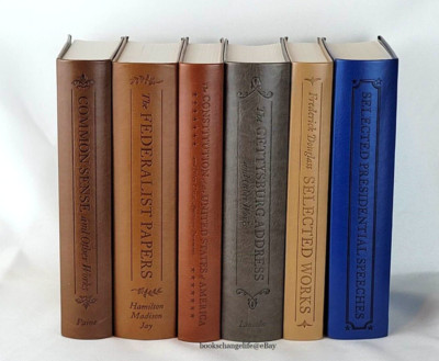 COMMON SENSE, FEDERALIST PAPERS, CONSTITUTION +3 *Set of 6 Leather Book Set NEW*-image