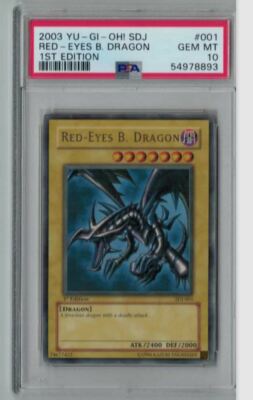 2003 YuGiOh Red-Eyes B. Dragon 1st Edition SDJ-001 PSA 10 GEM MINT-image