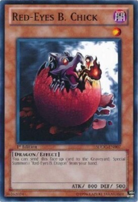Yugioh - Red Eyes B Chick - 1st Edition NM - Plus Free Holographic Card-image