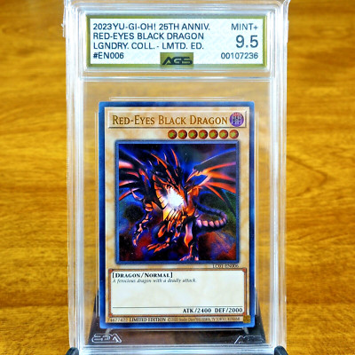 Yu-Gi-Oh 25th Anniversary Red-Eyes Black Dragon LC01-EN006 AGS Mint+ 9.5 Holo-image