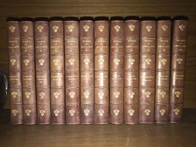 LEATHER Set; Works TOBIAS SMOLLETT! Complete Original 1/2000 Rag Paper Very Good-image