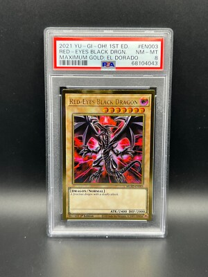 Yugioh PSA 8 NM-MT Red-Eyes Black Dragon MGED-EN003 Gold Rare 1st Ed 2021 S#4043-image
