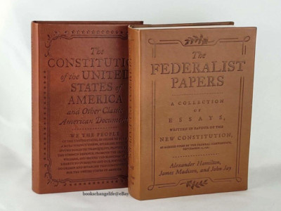THE FEDERALIST PAPERS & US CONSTITUTION Set of 2 Faux Leather Deluxe Edition NEW-image